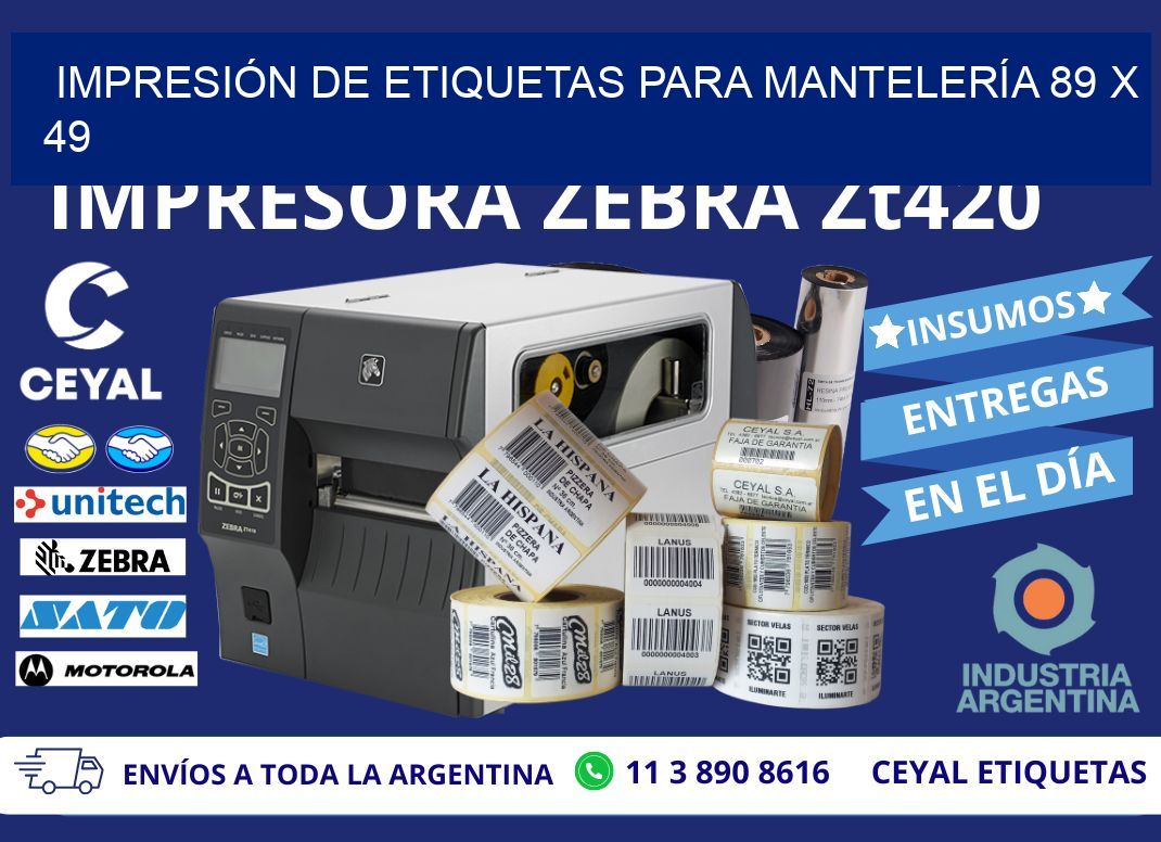 IMPRESIÓN DE ETIQUETAS PARA MANTELERÍA 89 x 49