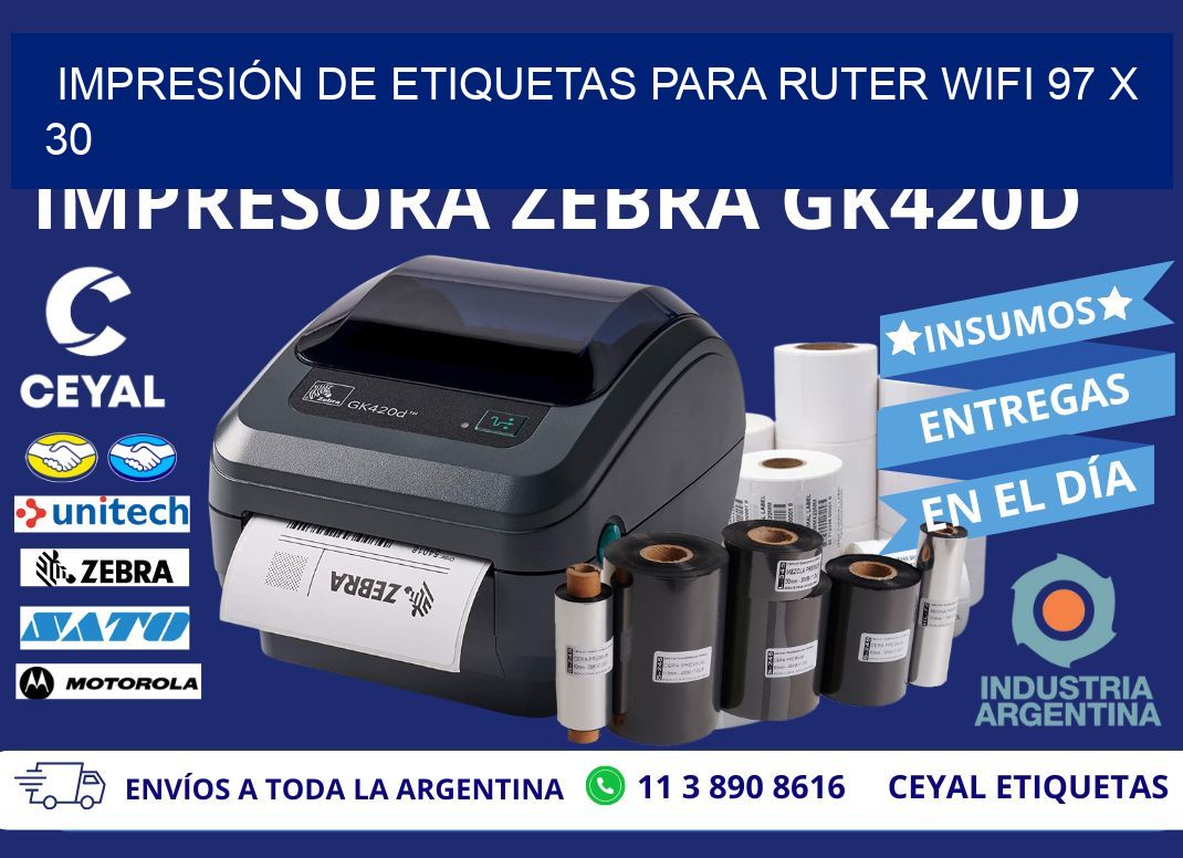 IMPRESIÓN DE ETIQUETAS PARA RUTER WIFI 97 x 30