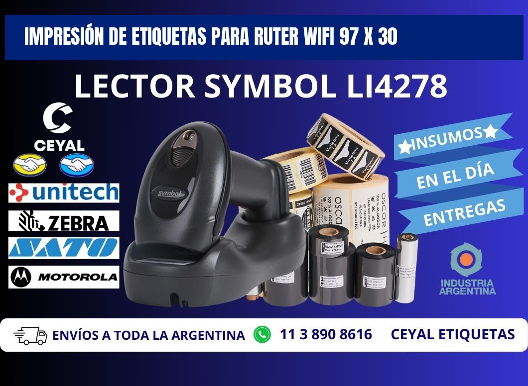 IMPRESIÓN DE ETIQUETAS PARA RUTER WIFI 97 x 30