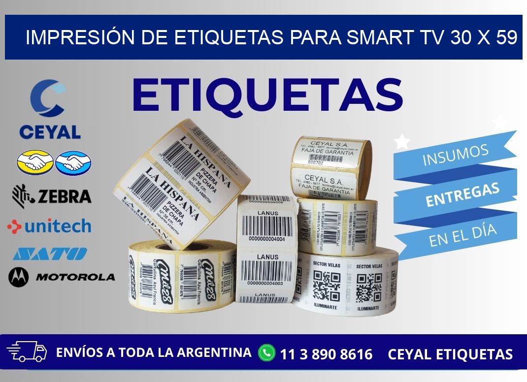 IMPRESIÓN DE ETIQUETAS PARA SMART TV 30 x 59