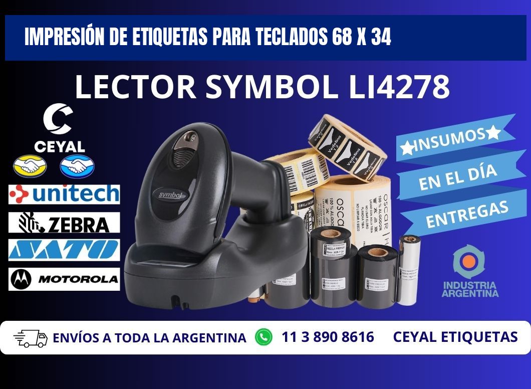 IMPRESIÓN DE ETIQUETAS PARA TECLADOS 68 x 34