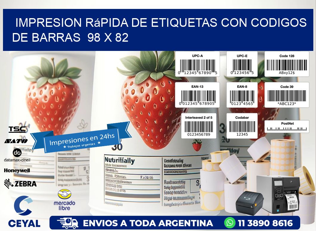 Impresion Rápida de Etiquetas con Codigos de Barras  98 x 82