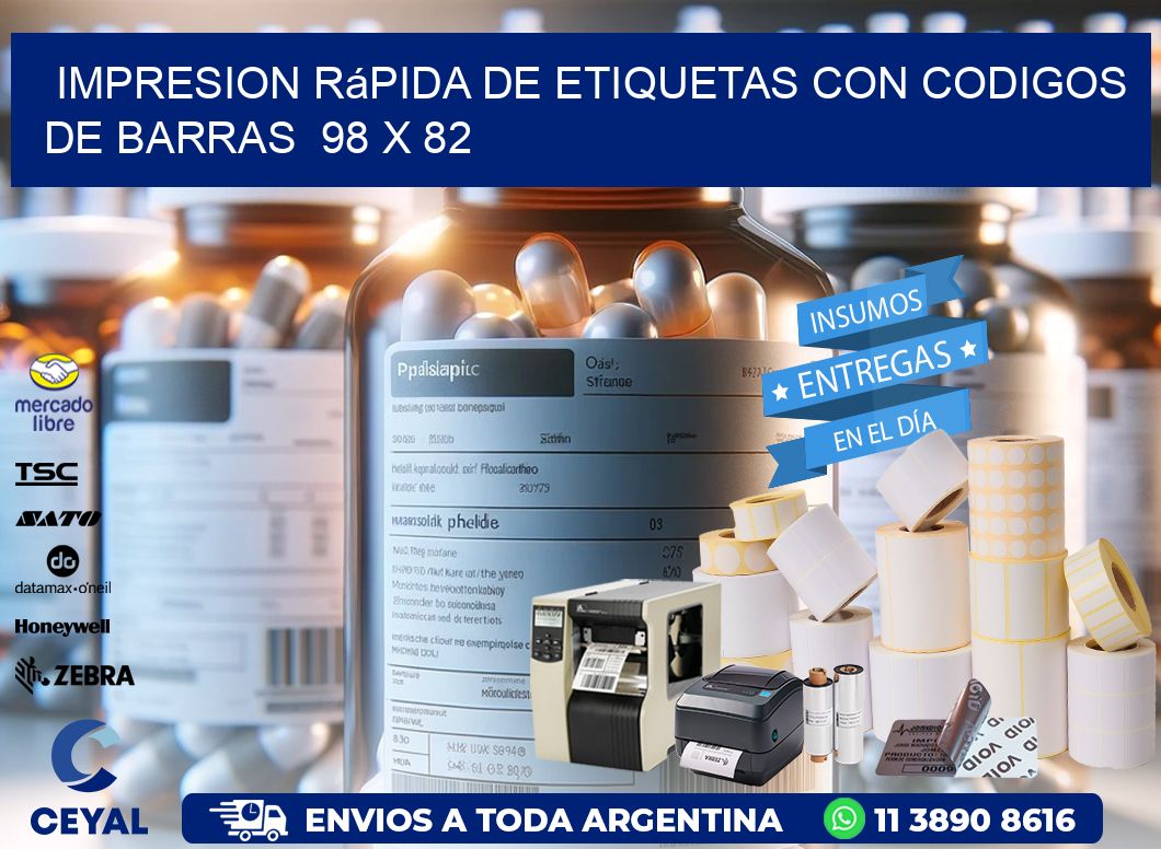 Impresion Rápida de Etiquetas con Codigos de Barras  98 x 82