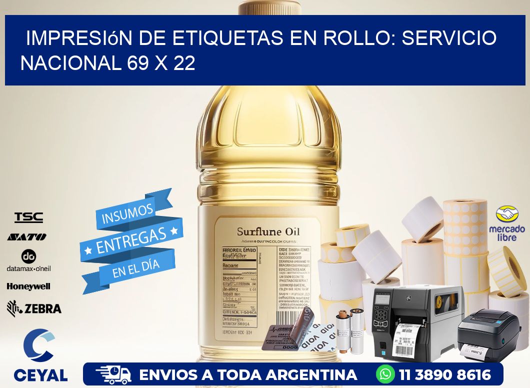 Impresión de Etiquetas en Rollo: Servicio Nacional 69 x 22