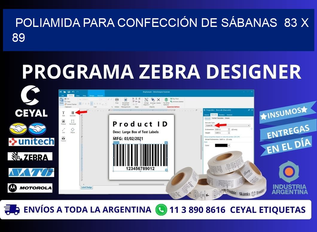 POLIAMIDA PARA CONFECCIÓN DE SÁBANAS  83 x 89
