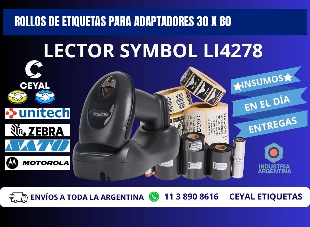 ROLLOS DE ETIQUETAS PARA ADAPTADORES 30 x 80