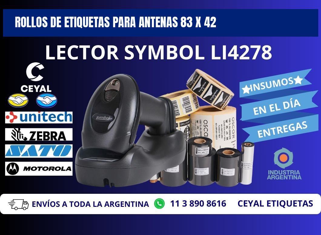 ROLLOS DE ETIQUETAS PARA ANTENAS 83 x 42