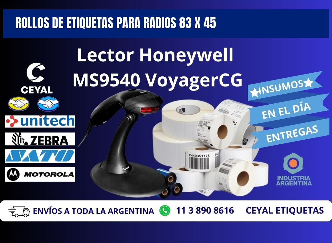 ROLLOS DE ETIQUETAS PARA RADIOS 83 x 45