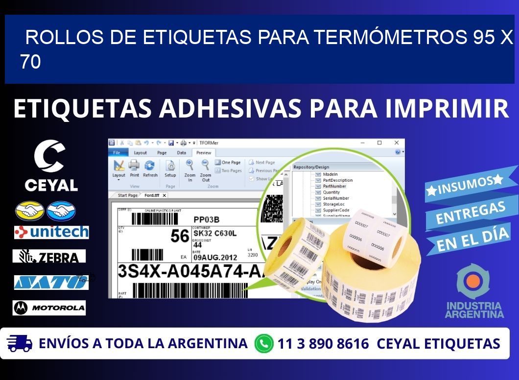 ROLLOS DE ETIQUETAS PARA TERMÓMETROS 95 x 70