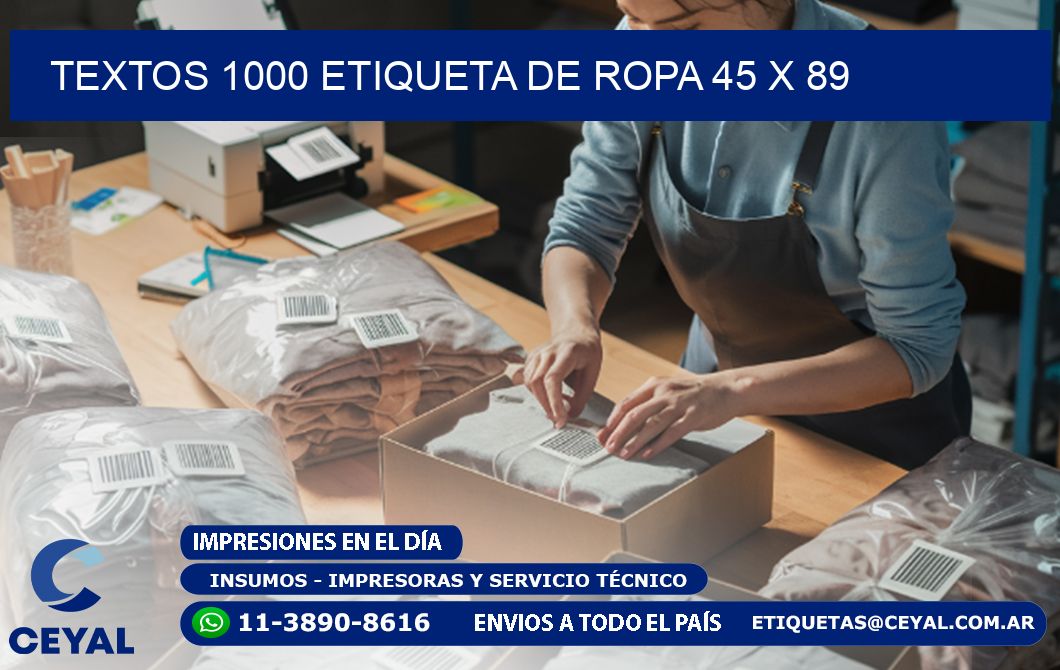 TEXTOS 1000 ETIQUETA DE ROPA 45 x 89