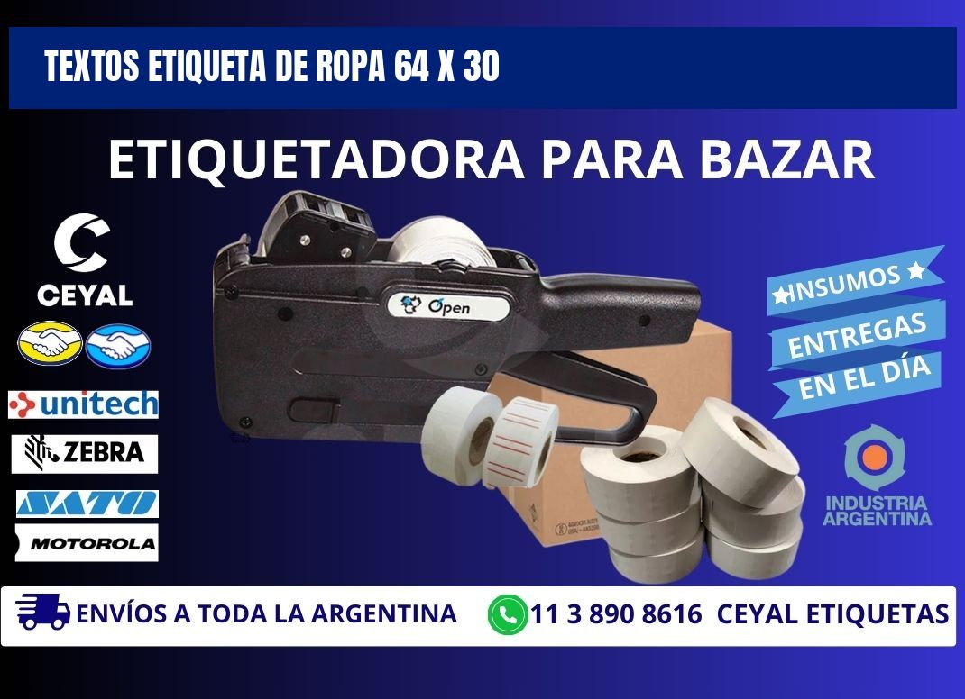 TEXTOS ETIQUETA DE ROPA 64 x 30