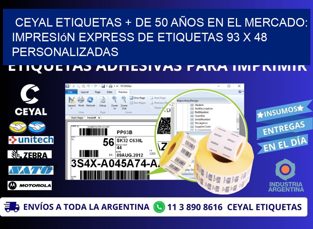 CEYAL ETIQUETAS + DE 50 AÑOS EN EL MERCADO: Impresión Express de Etiquetas 93 x 48 Personalizadas