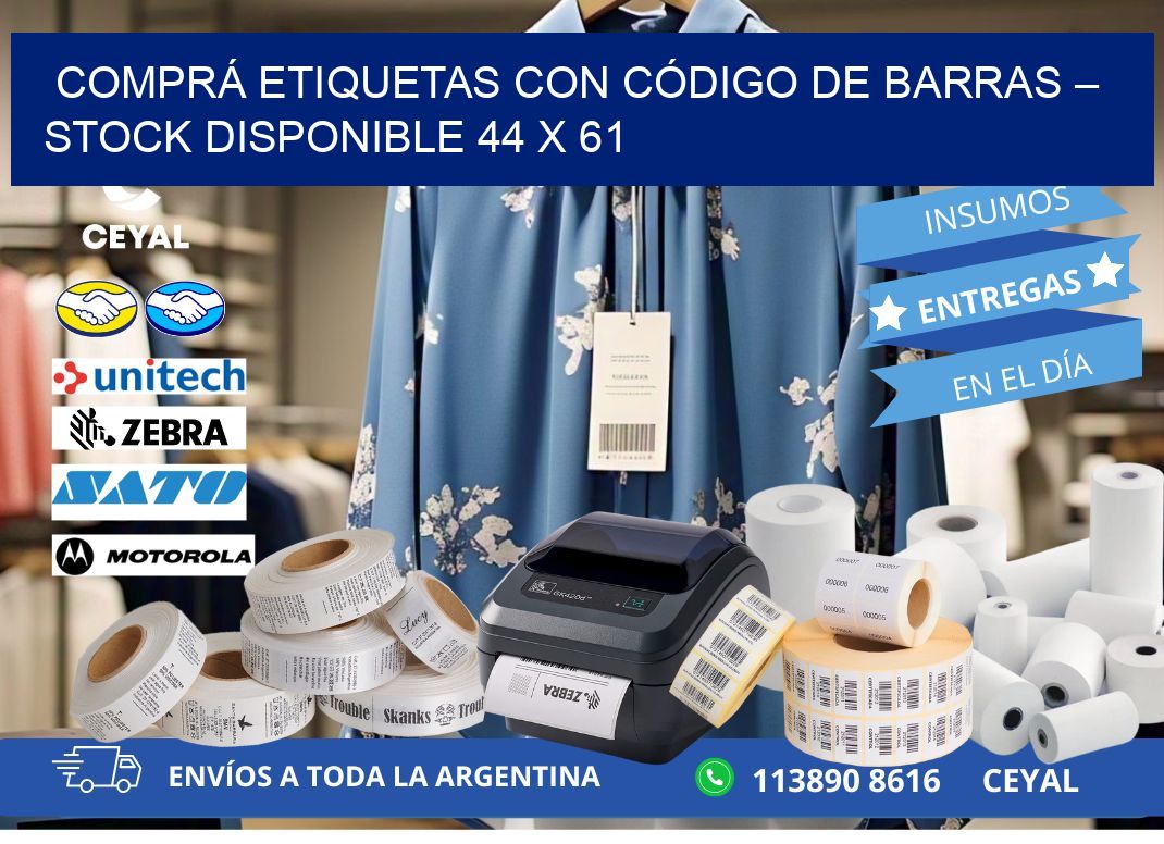 COMPRÁ ETIQUETAS CON CÓDIGO DE BARRAS – STOCK DISPONIBLE 44 x 61