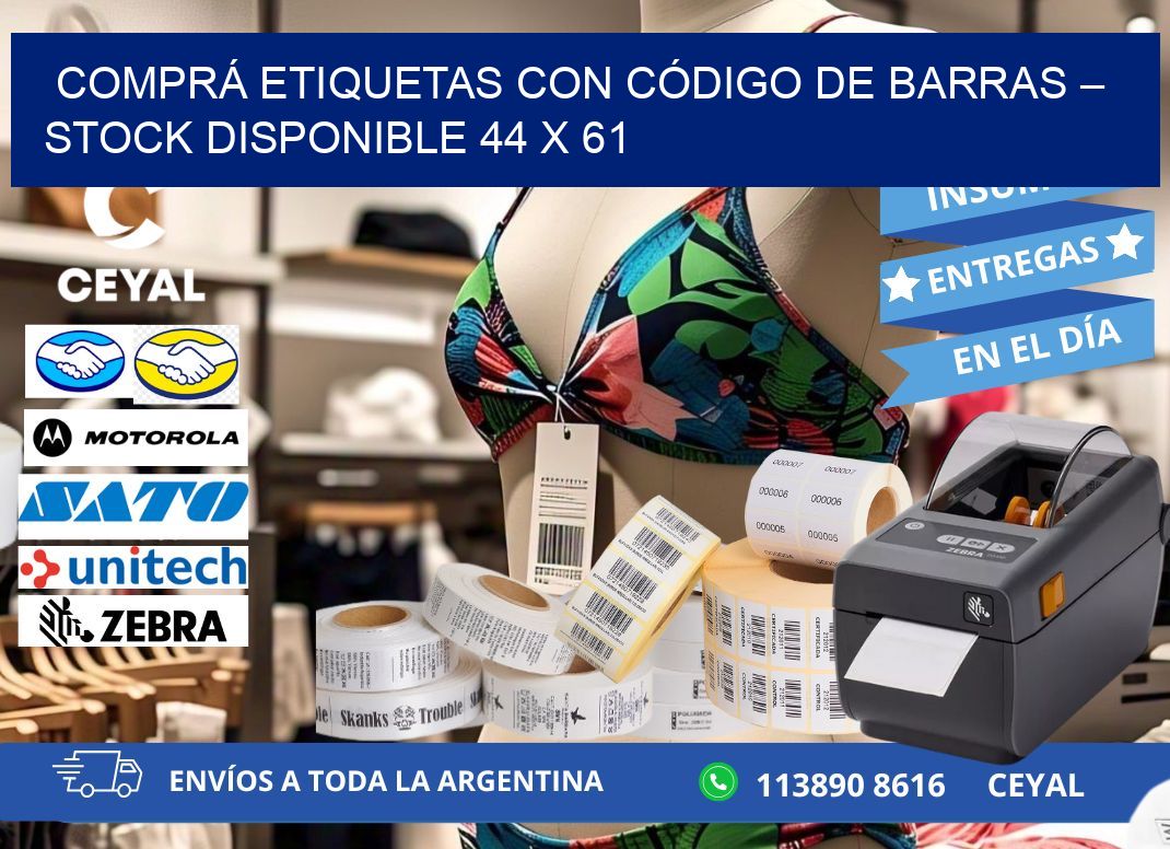 COMPRÁ ETIQUETAS CON CÓDIGO DE BARRAS – STOCK DISPONIBLE 44 x 61