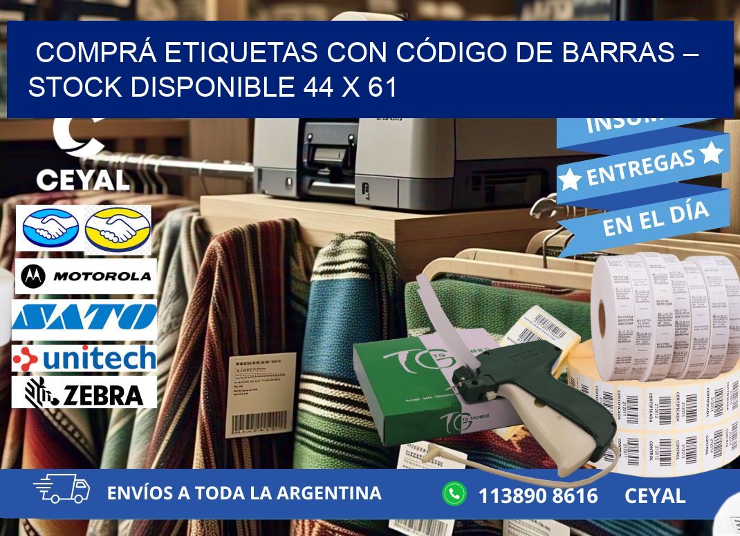 COMPRÁ ETIQUETAS CON CÓDIGO DE BARRAS – STOCK DISPONIBLE 44 x 61