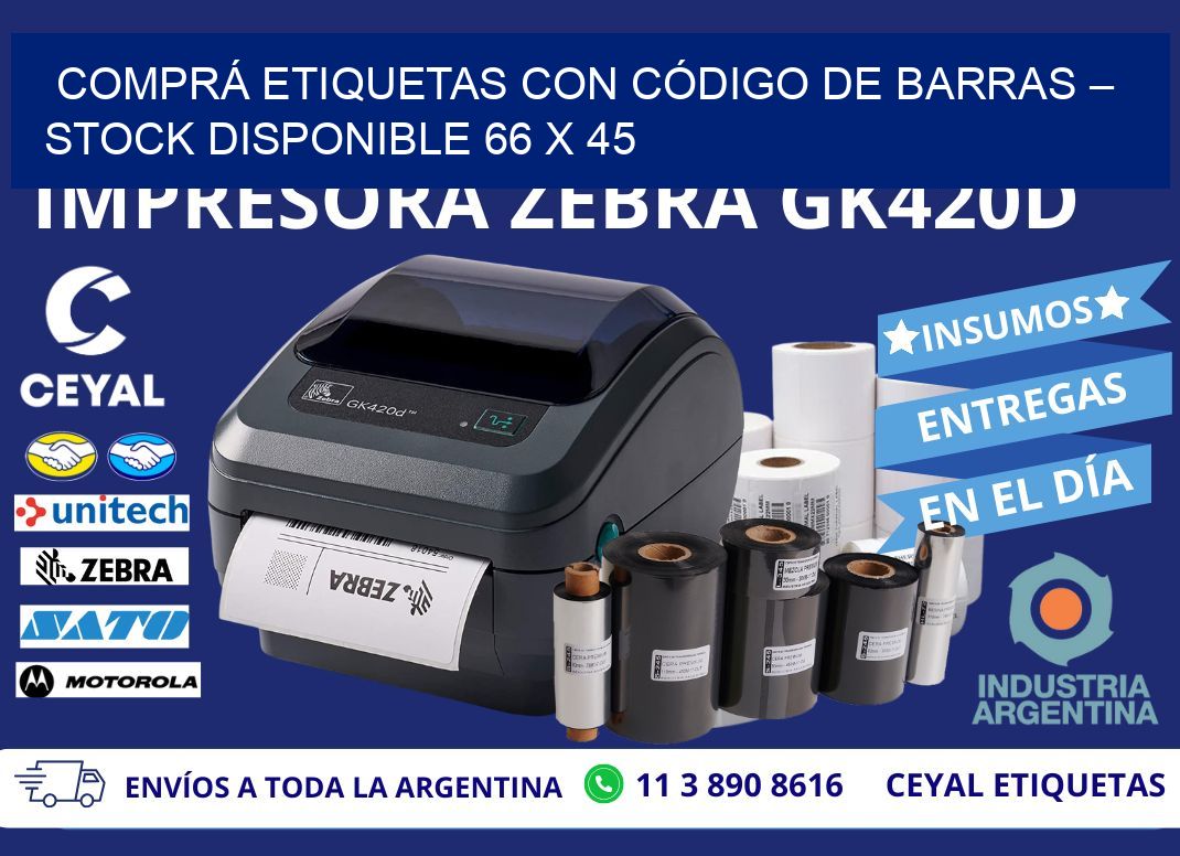 COMPRÁ ETIQUETAS CON CÓDIGO DE BARRAS – STOCK DISPONIBLE 66 x 45