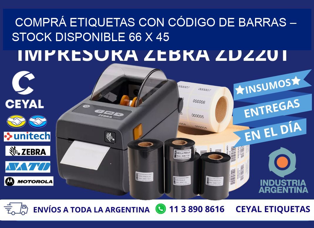 COMPRÁ ETIQUETAS CON CÓDIGO DE BARRAS – STOCK DISPONIBLE 66 x 45