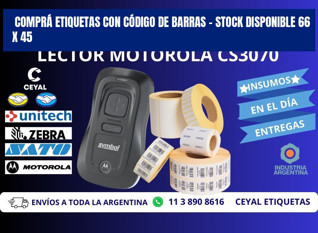 COMPRÁ ETIQUETAS CON CÓDIGO DE BARRAS – STOCK DISPONIBLE 66 x 45