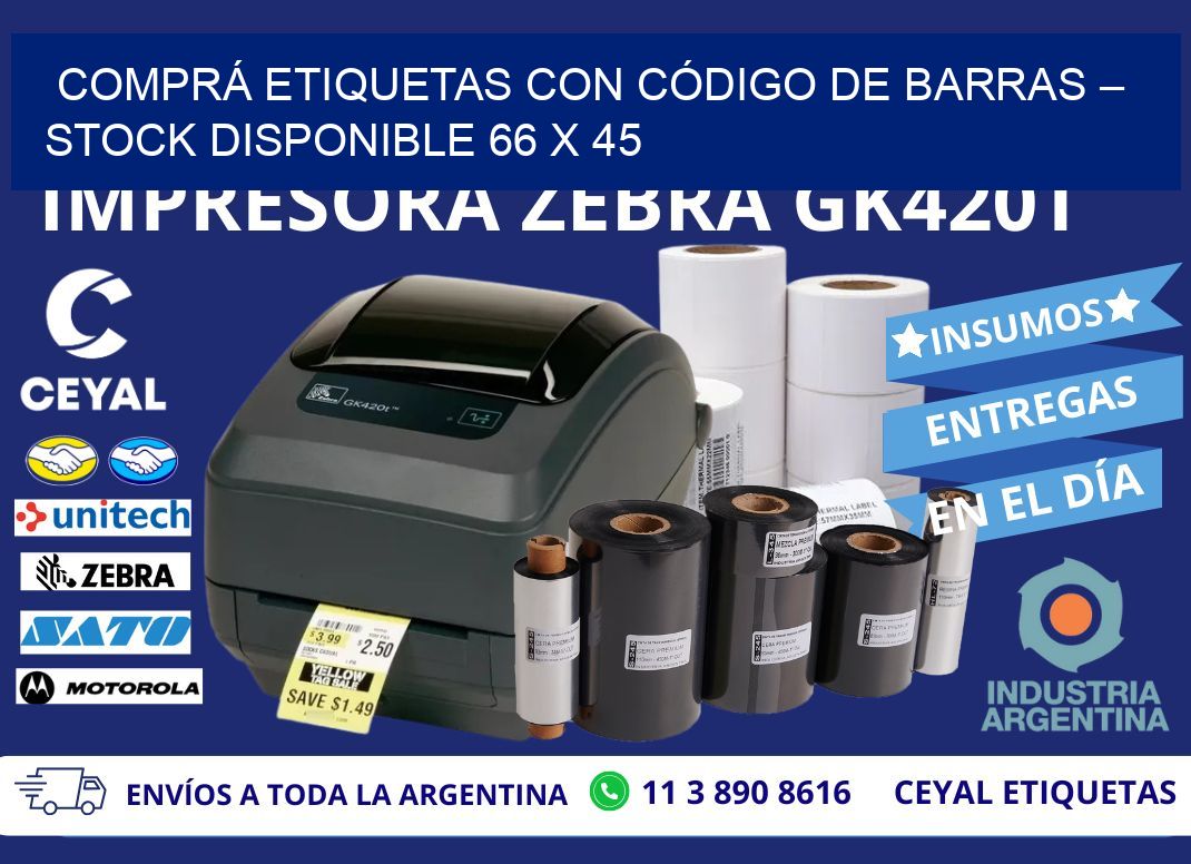 COMPRÁ ETIQUETAS CON CÓDIGO DE BARRAS – STOCK DISPONIBLE 66 x 45