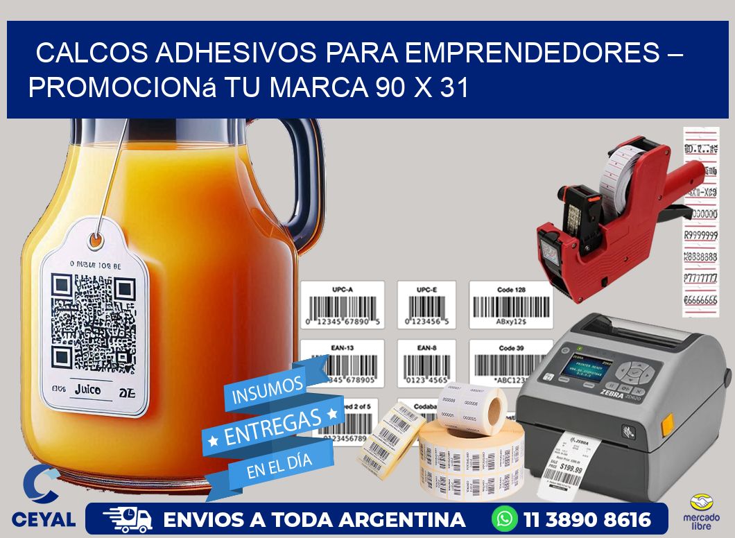 Calcos Adhesivos para Emprendedores – Promocioná Tu Marca 90 x 31