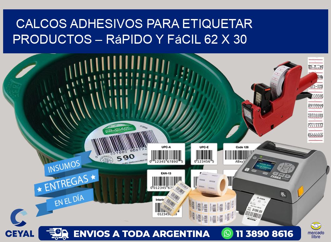 Calcos Adhesivos para Etiquetar Productos – Rápido y Fácil 62 x 30
