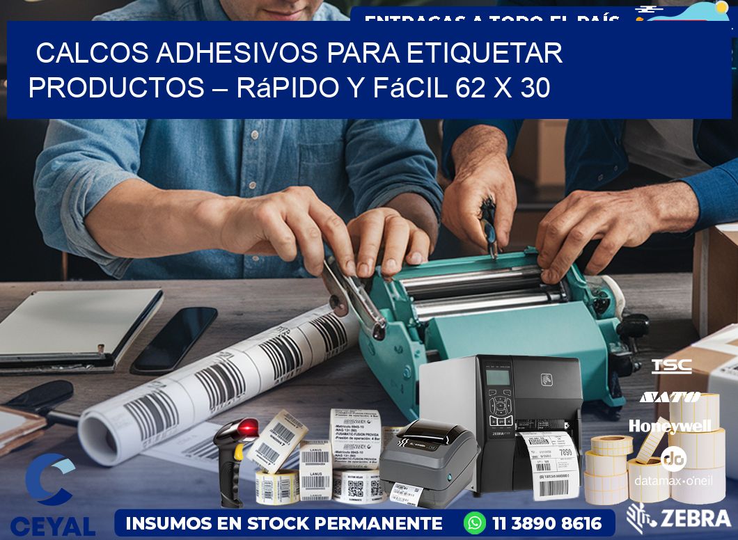 Calcos Adhesivos para Etiquetar Productos – Rápido y Fácil 62 x 30