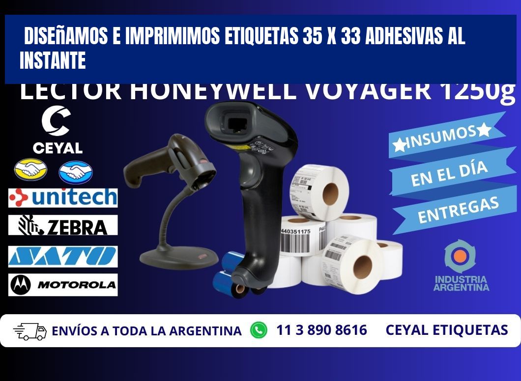 Diseñamos e Imprimimos Etiquetas 35 x 33 Adhesivas al Instante