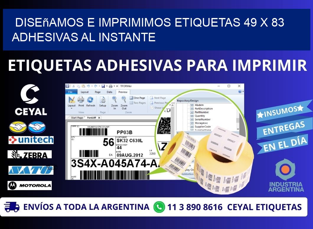 Diseñamos e Imprimimos Etiquetas 49 x 83 Adhesivas al Instante