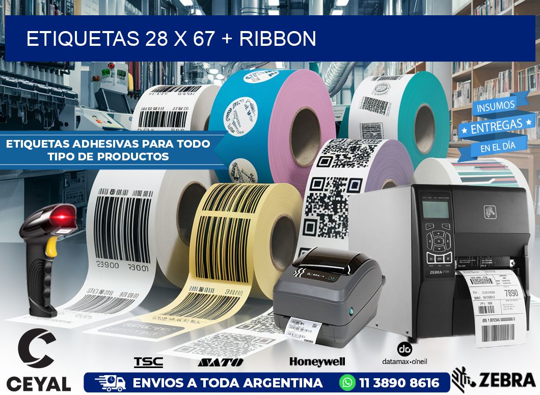 ETIQUETAS 28 x 67 + RIBBON