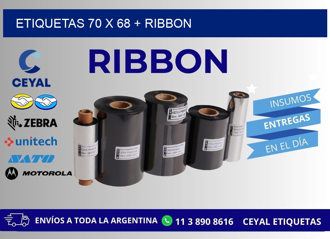 ETIQUETAS 70 x 68 + RIBBON