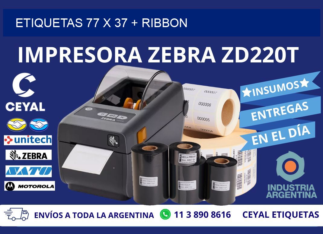 ETIQUETAS 77 x 37 + RIBBON