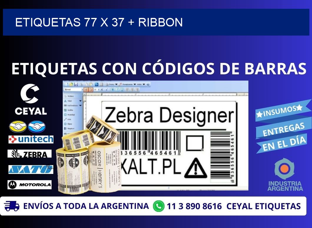 ETIQUETAS 77 x 37 + RIBBON