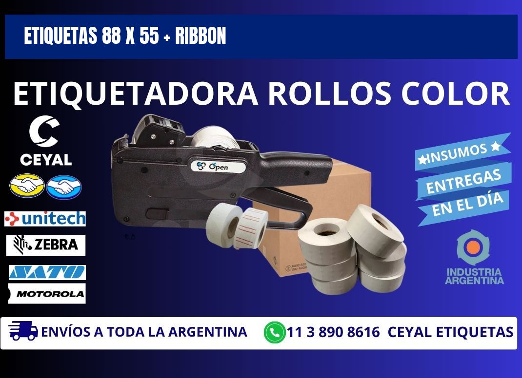 ETIQUETAS 88 x 55 + RIBBON