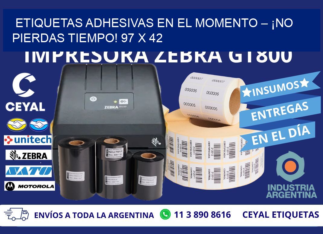 ETIQUETAS ADHESIVAS EN EL MOMENTO – ¡NO PIERDAS TIEMPO! 97 x 42