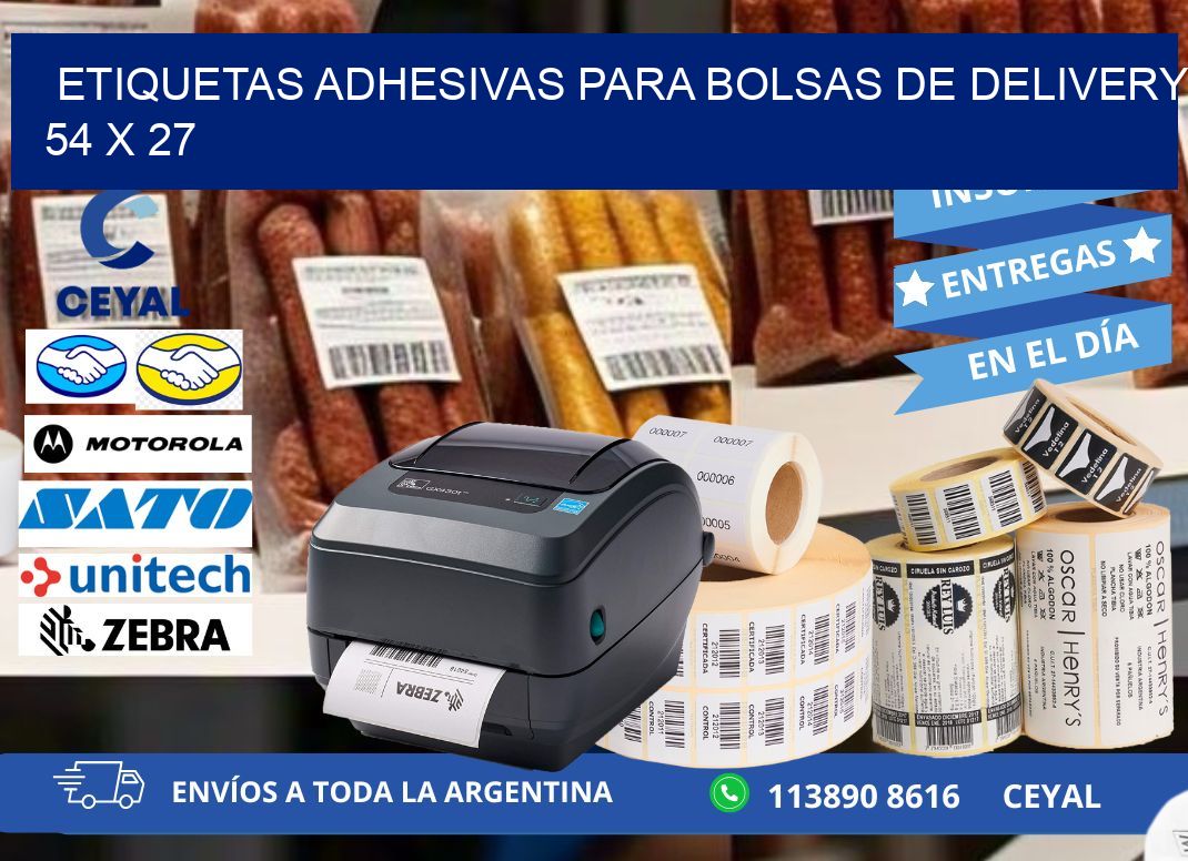 ETIQUETAS ADHESIVAS PARA BOLSAS DE DELIVERY 54 x 27