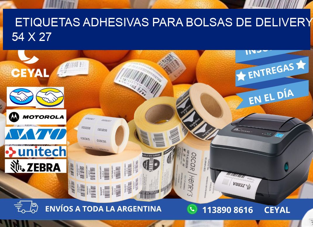 ETIQUETAS ADHESIVAS PARA BOLSAS DE DELIVERY 54 x 27