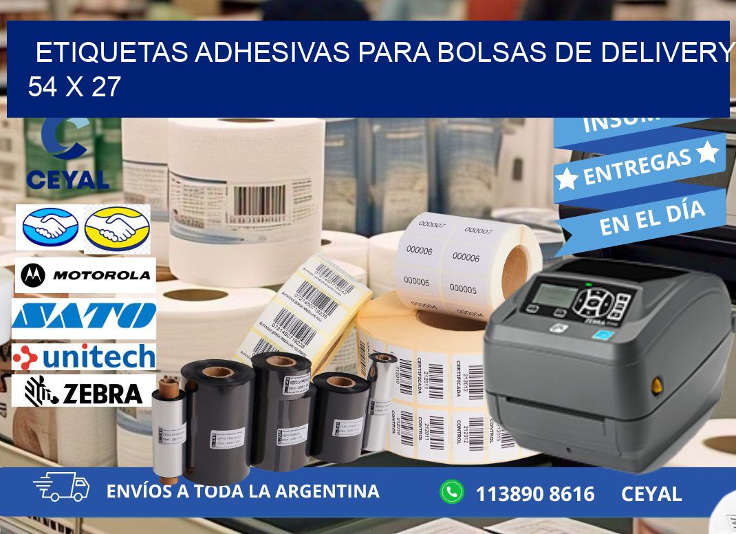 ETIQUETAS ADHESIVAS PARA BOLSAS DE DELIVERY 54 x 27