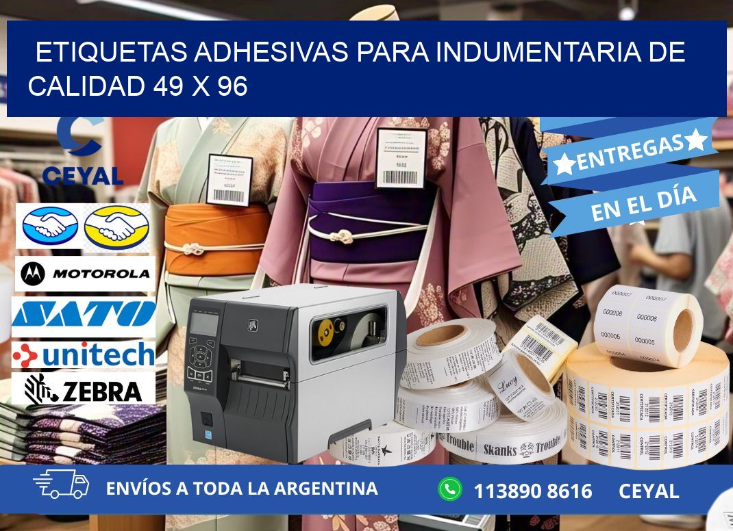 ETIQUETAS ADHESIVAS PARA INDUMENTARIA DE CALIDAD 49 x 96