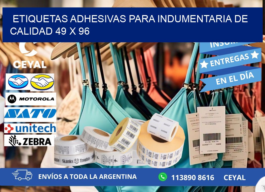 ETIQUETAS ADHESIVAS PARA INDUMENTARIA DE CALIDAD 49 x 96