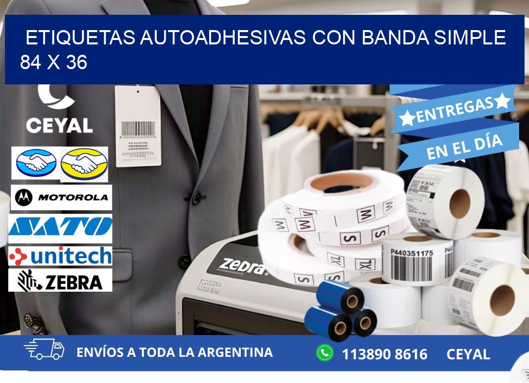 ETIQUETAS AUTOADHESIVAS CON BANDA SIMPLE 84 x 36