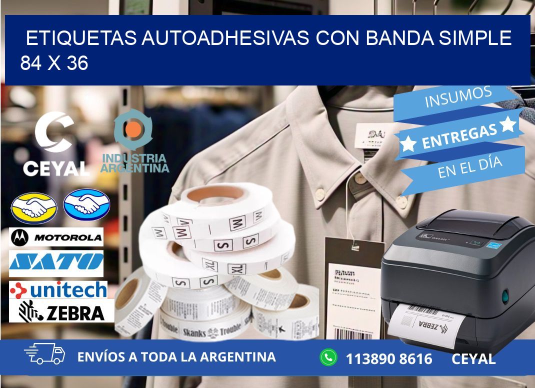 ETIQUETAS AUTOADHESIVAS CON BANDA SIMPLE 84 x 36