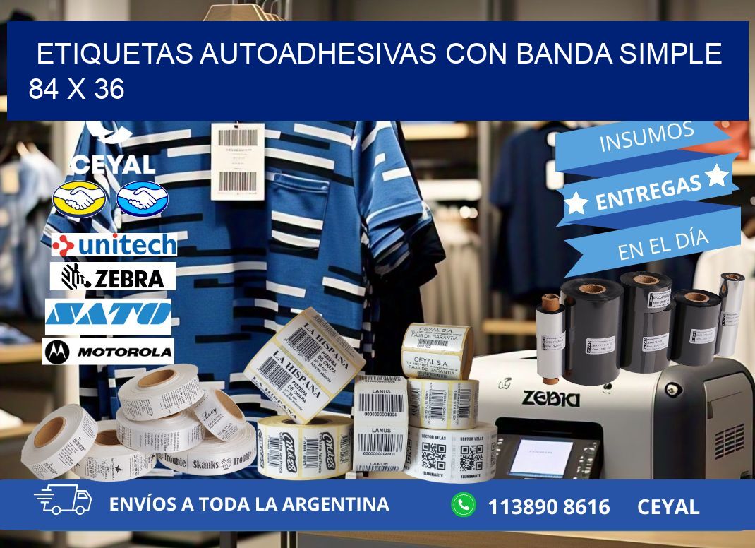 ETIQUETAS AUTOADHESIVAS CON BANDA SIMPLE 84 x 36