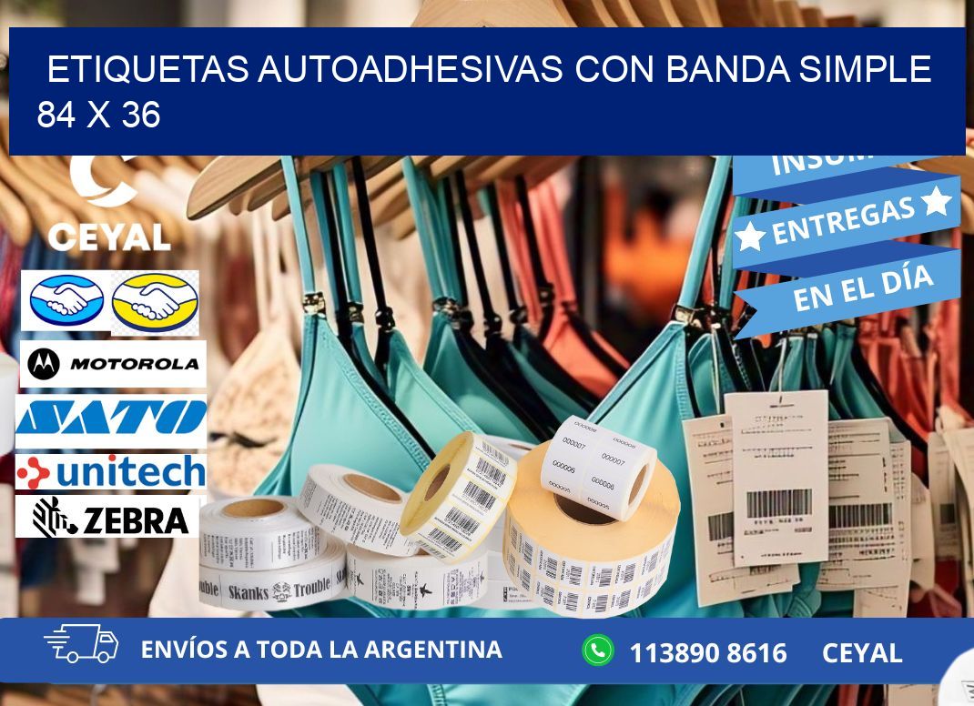 ETIQUETAS AUTOADHESIVAS CON BANDA SIMPLE 84 x 36