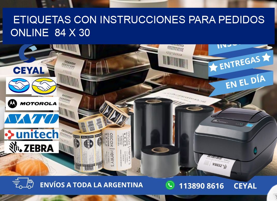 ETIQUETAS CON INSTRUCCIONES PARA PEDIDOS ONLINE  84 x 30