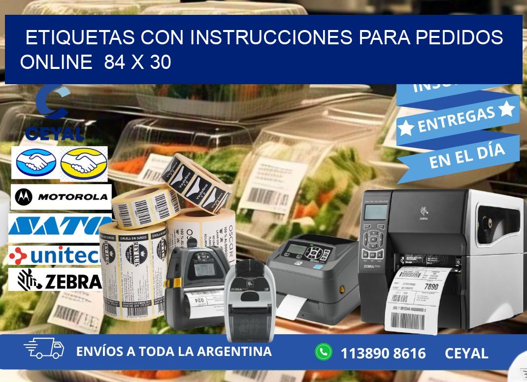 ETIQUETAS CON INSTRUCCIONES PARA PEDIDOS ONLINE  84 x 30