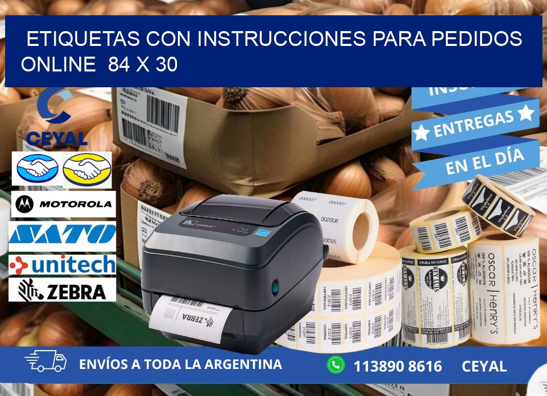 ETIQUETAS CON INSTRUCCIONES PARA PEDIDOS ONLINE  84 x 30