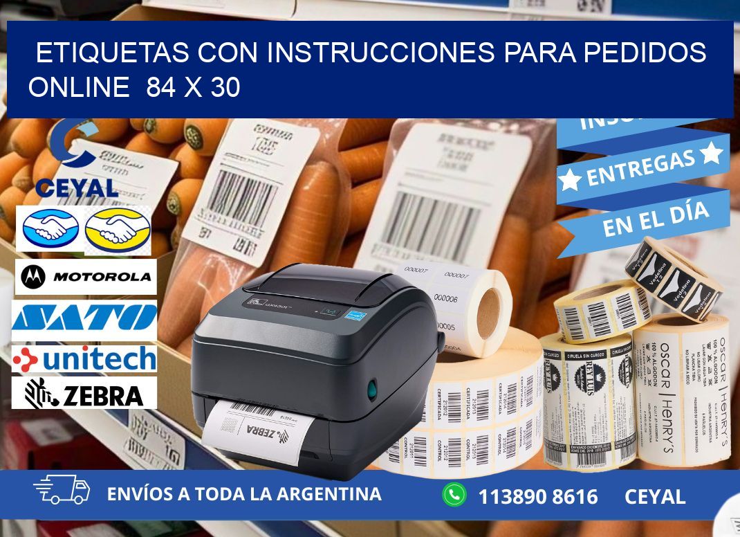 ETIQUETAS CON INSTRUCCIONES PARA PEDIDOS ONLINE  84 x 30