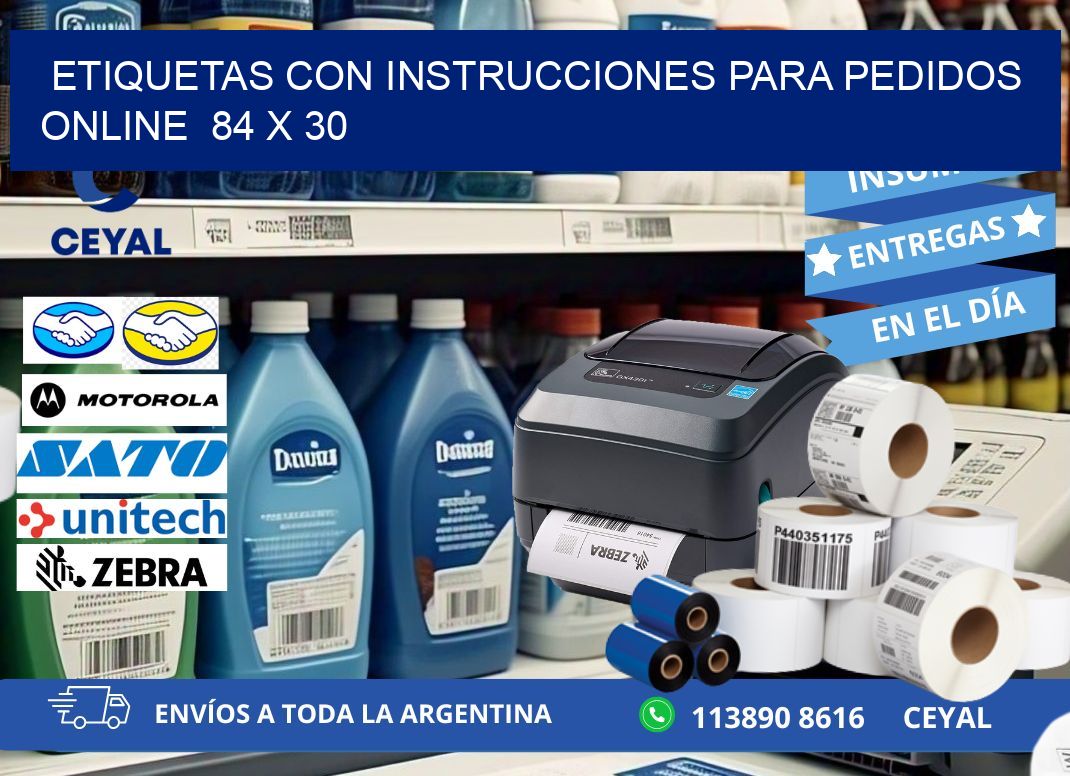 ETIQUETAS CON INSTRUCCIONES PARA PEDIDOS ONLINE  84 x 30