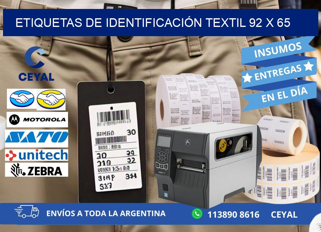 ETIQUETAS DE IDENTIFICACIÓN TEXTIL 92 x 65