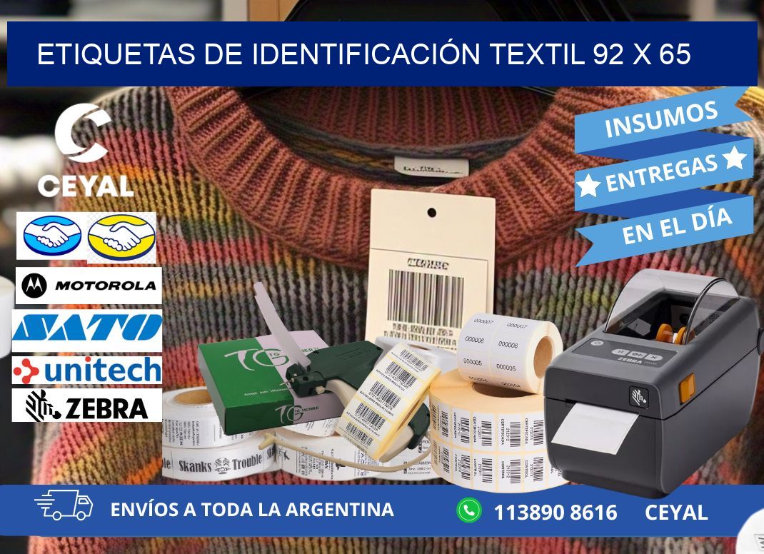 ETIQUETAS DE IDENTIFICACIÓN TEXTIL 92 x 65